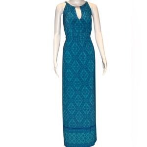 Apt. 9 Blue Green Halter Maxi Boho Sundress Size Large EUC